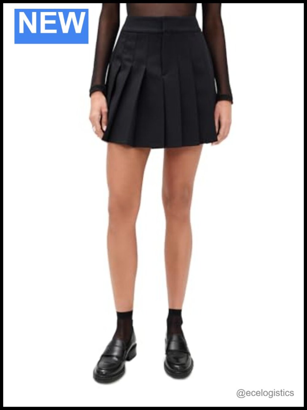 Pleated High Rise Work Skirt Hook-and-Eye Closure